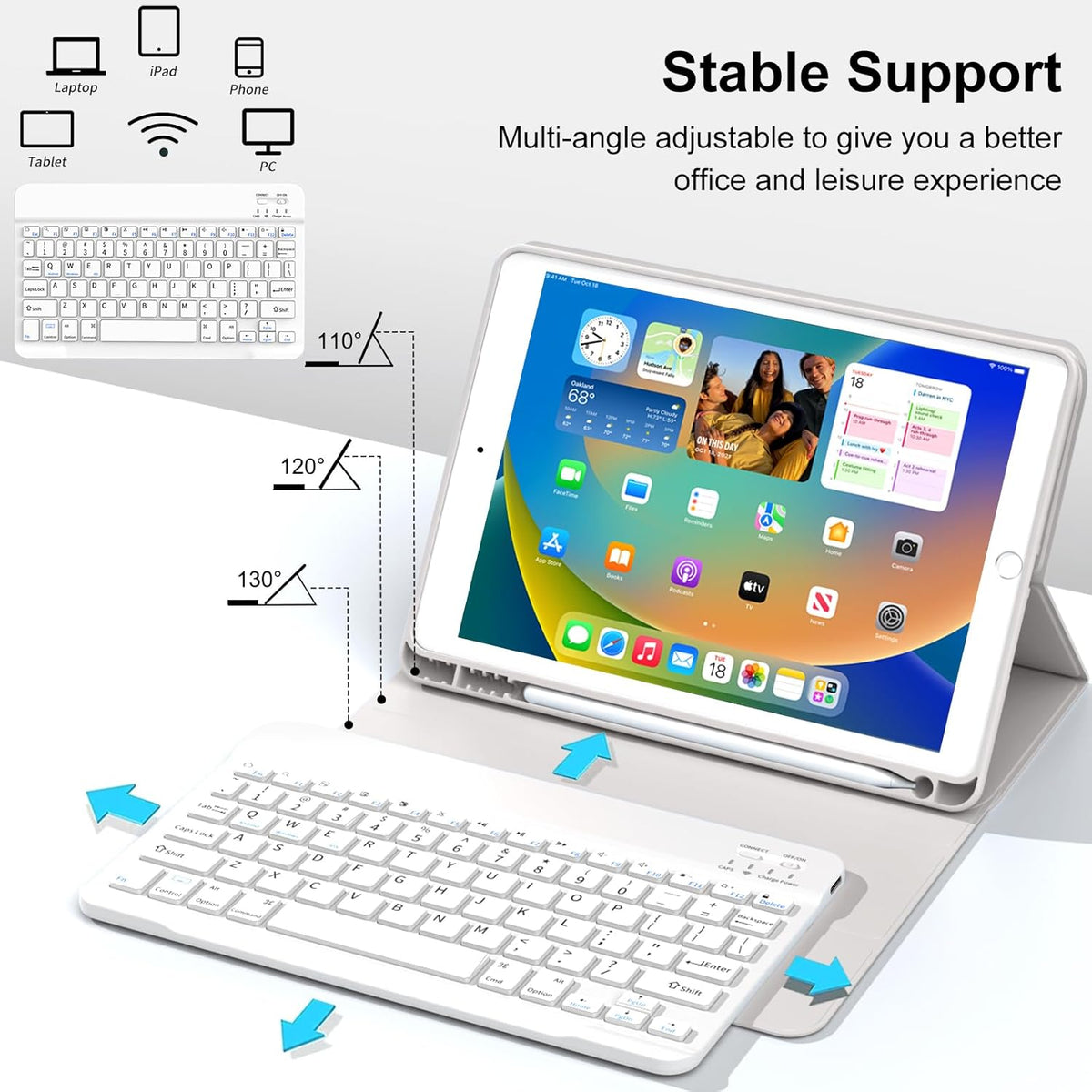 GKABXY 10.2 inch 2021/2020/2019, 9th/8th/7th Case with Keyboard for iPad iPad Generation Detachable Bluetooth Keyboard