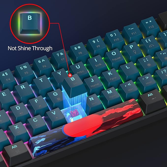 60% Mechanical Keyboard - Compact Gaming Keyboard RGB Backlit 61 Keys Red Switches USB Wired for Windows Mac Laptop PC
