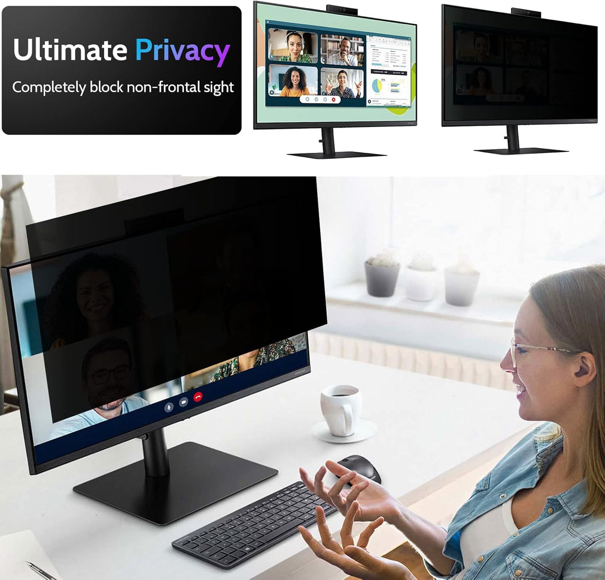 Computer Privacy Screen 19 Inch for 5:4 Standard Monitor, Removable 19inch Anti Blue Light Glare Shield Monitor Privacy Filter (14 13/16" x 11 7/8")