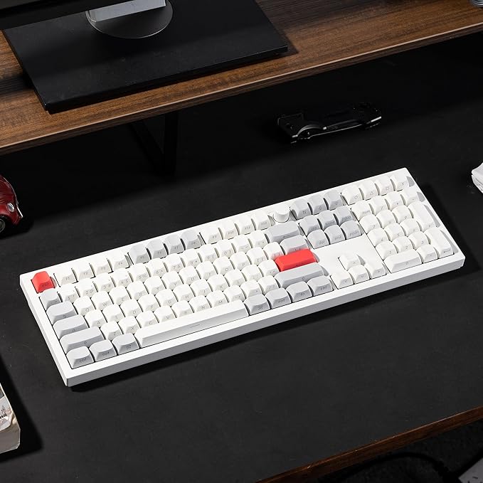 Keychron Q6 Max QMK/LAUNCHER Wireless Bluetooth/2.4 GHz/USB-C Wired Custom Mechanical Keyboard Full Size Programmable Knob RGB Backlit Hot-Swappable Gateron Brown Switch for Mac Windows Linux - White