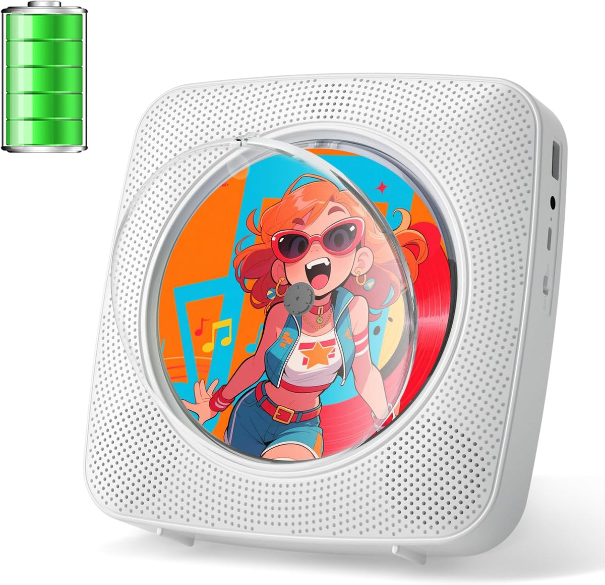 Gueray 1800mAh MP3 Portable CD Player Bluetooth: CD Players for Home Rechargeable Desktop Wall Portable CD Player