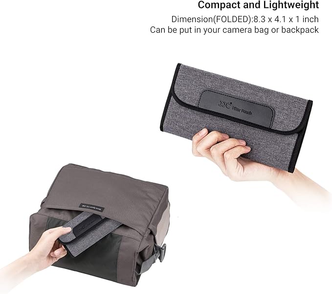 JJC 4 Pockets Lens Filter Case for Filter Up to 82mm (37mm 40.5mm 43mm 46mm 49mm 52mm 55mm 58mm 62mm 67mm 72mm 77mm),Foldout Filter Pouch with Microfiber Cleaning Cloth,Photography Filter Holder Bag