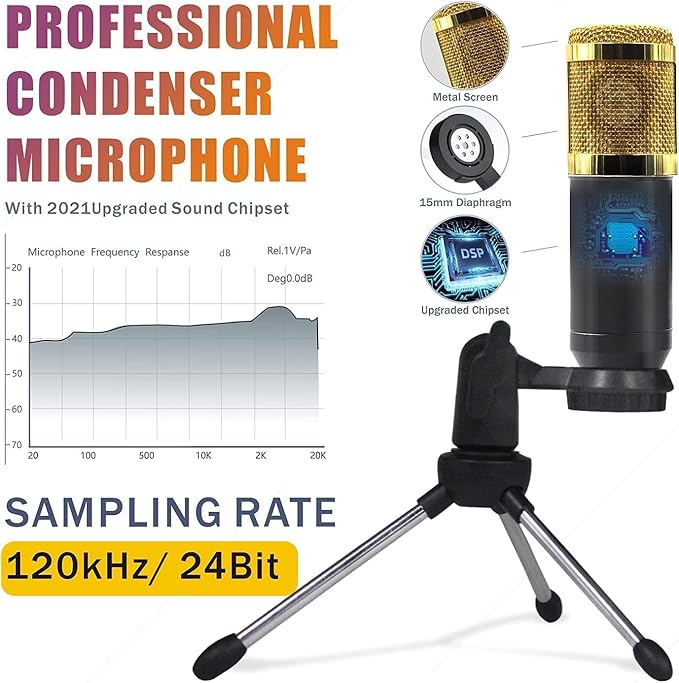 F998 Podcast Equipment Bundle, SINWE Condenser Microphone with Audio Mixer