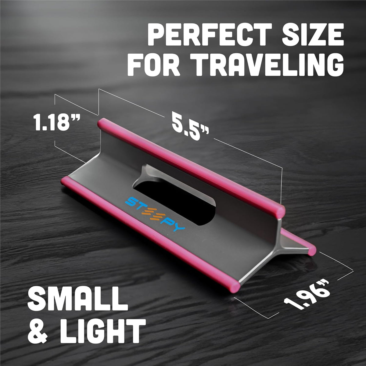 Steepy Portable Laptop Stand for Desk 3 Heights Computer Stand for Laptop Riser – Ergonomic Soporte para Laptop Base – Computer Holder & Elevated Lifter for Travel, Home Office, Projector Riser or DJ