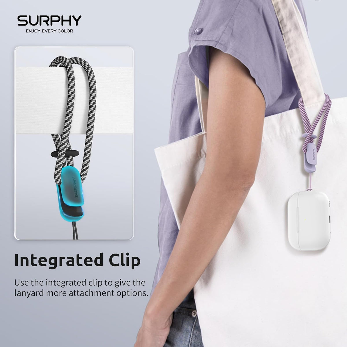 SURPHY 2 Pack Phone Lanyard for Cellphone Case, Phone Wrist Strap for Case, Cellphone Strap with 2-Color Braided, Charm Wrist Lanyard for Women, Cellphone Wrist Lanyard for Women, Black & Lilac