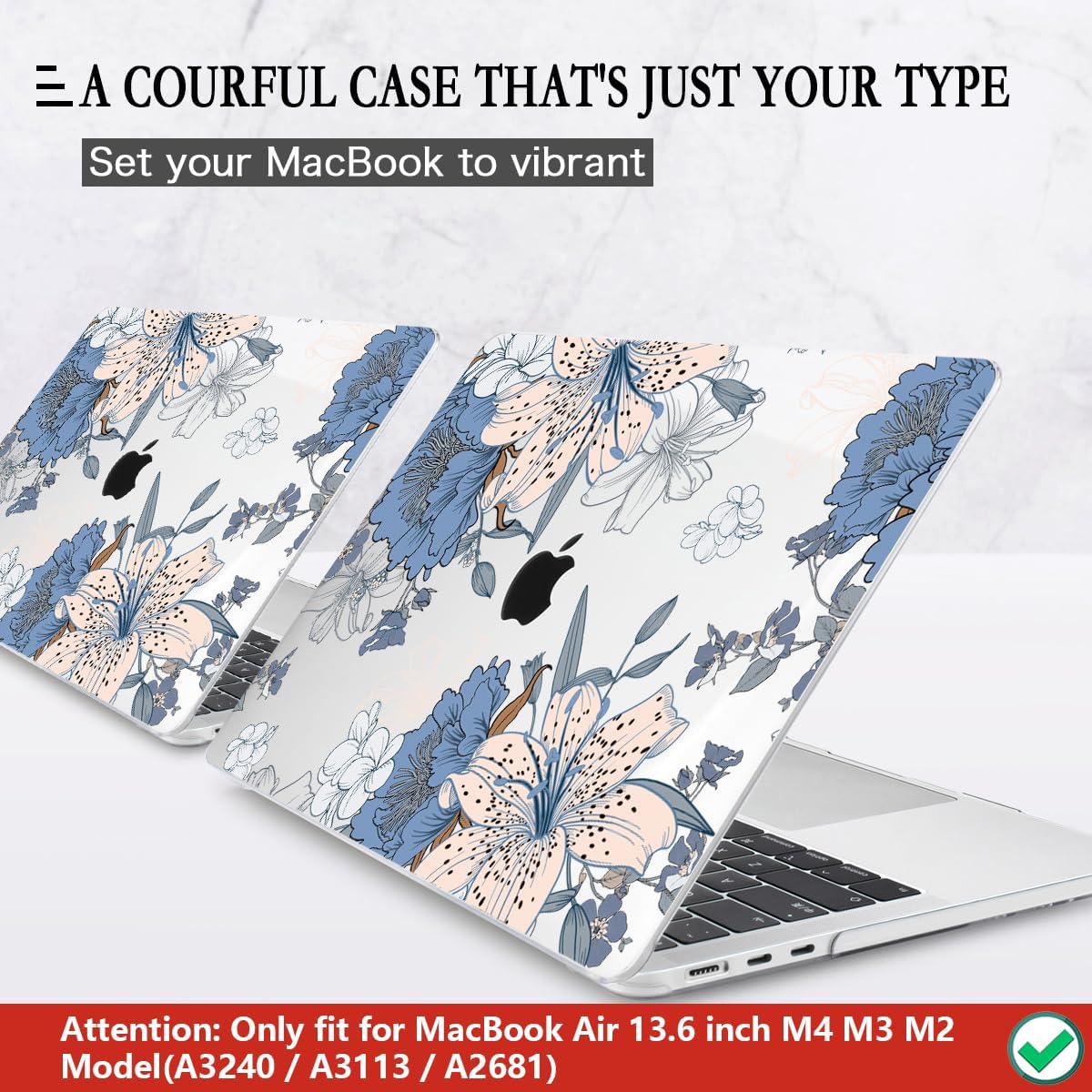 CISSOOK Compatible with MacBook Air 13.6 inch Case 2025 2024 2022 Release A3240 A3113 A2681, Lily Flowers Hard Shell Keyboard Cover Screen Protector for MacBook Air 13 inch M2 M3 M4