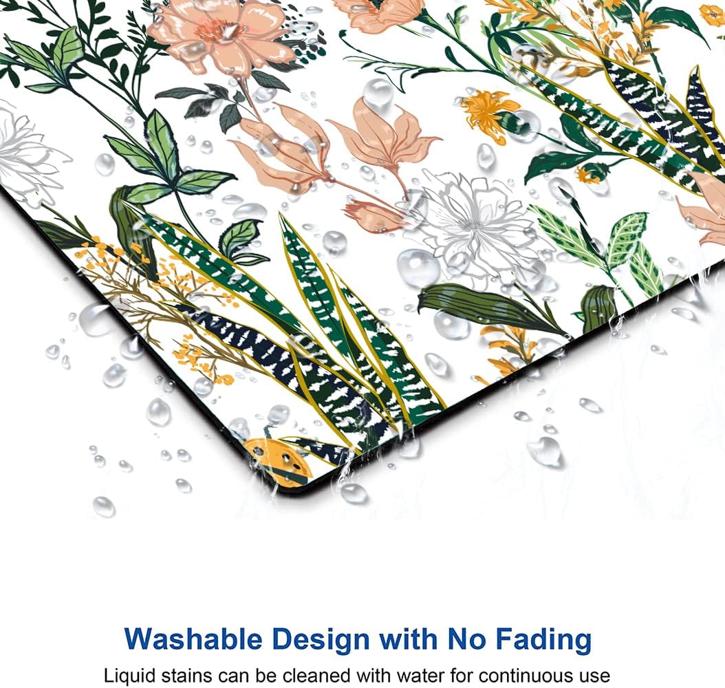 Mouse Pad, Premium-Textured Mouse Mat, Non-Slip Rubber Base Mousepad for Laptop, Computer & PC,9.5×7.9 in, Creamy White Floral