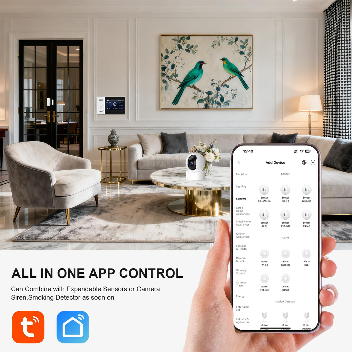 PGST Wireless Home Alarm System with Expanded Motion Detector,Door Alarm Sensors,4G GSM/Tuya App Instant Alerts,Work with Google&Alexa