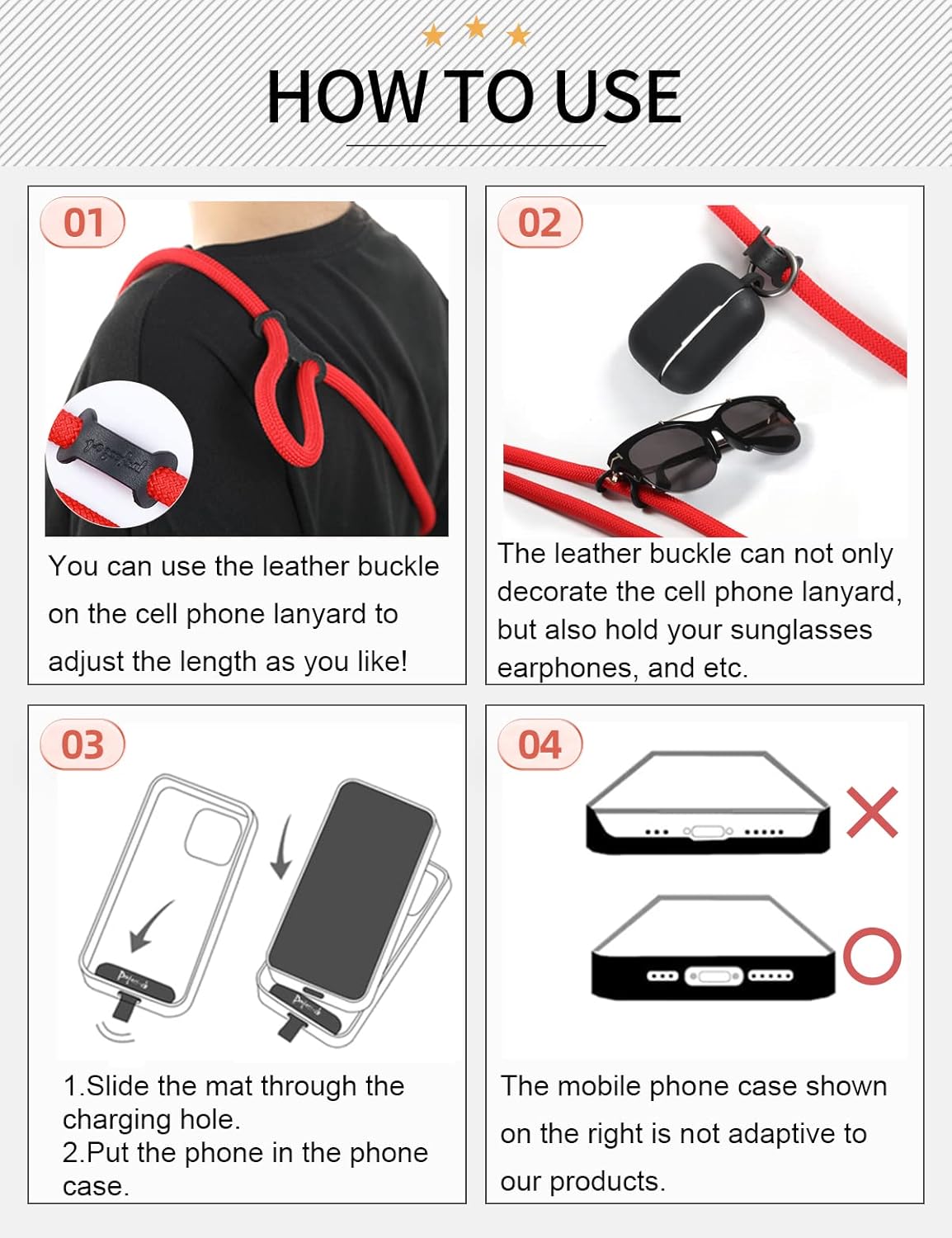 project-cb Cell Phone Lanyard ×1, Tether Tab ×2, Universal Adjustable Phone Strap, Crossbody, Neck Phone Lanyard, Rope Strap