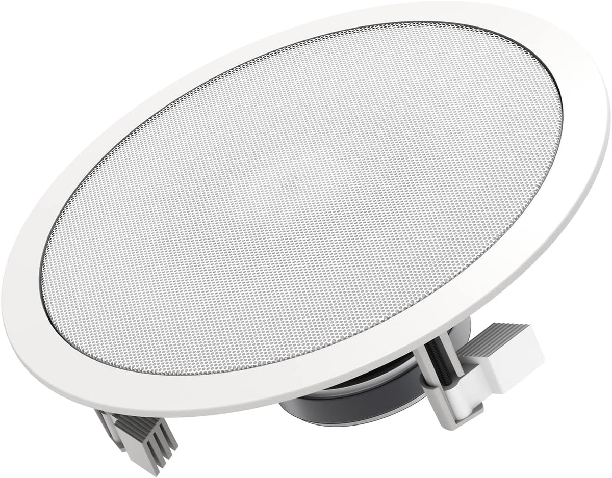 Audio 3-Way Premium in-Ceiling 8" Round Speaker, Dual 1-inch Silk Dome Tweeters, 9.5 Inch Cutout Diameter, Each, White