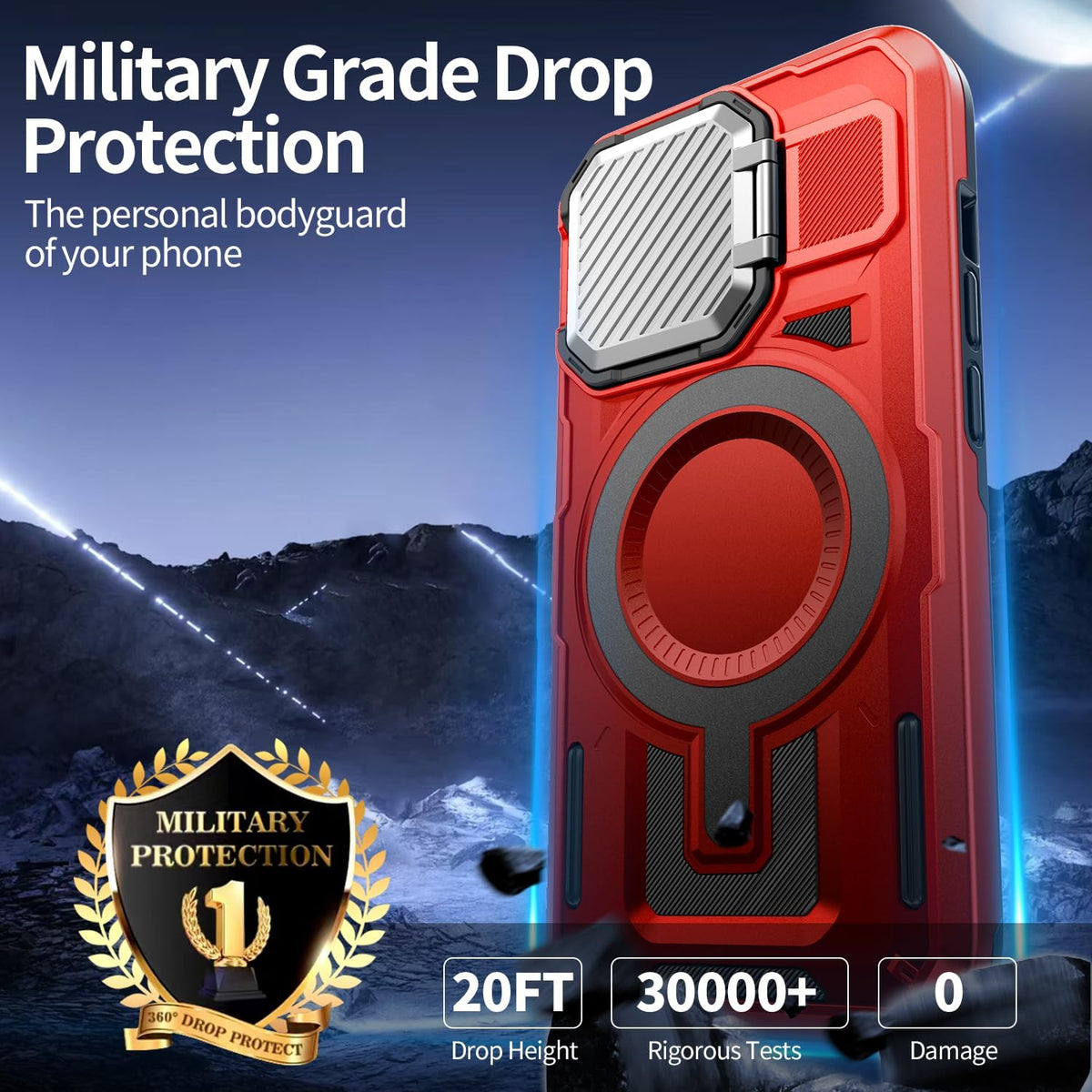 Camera Stand Case for iPhone 14 Pro Max, [Compatible with MagSafe] [Lens Cover] 2024 Version Military Grade Protective Soft Case for iPhone 14 Pro Max 6.7 inch Men Women, Red
