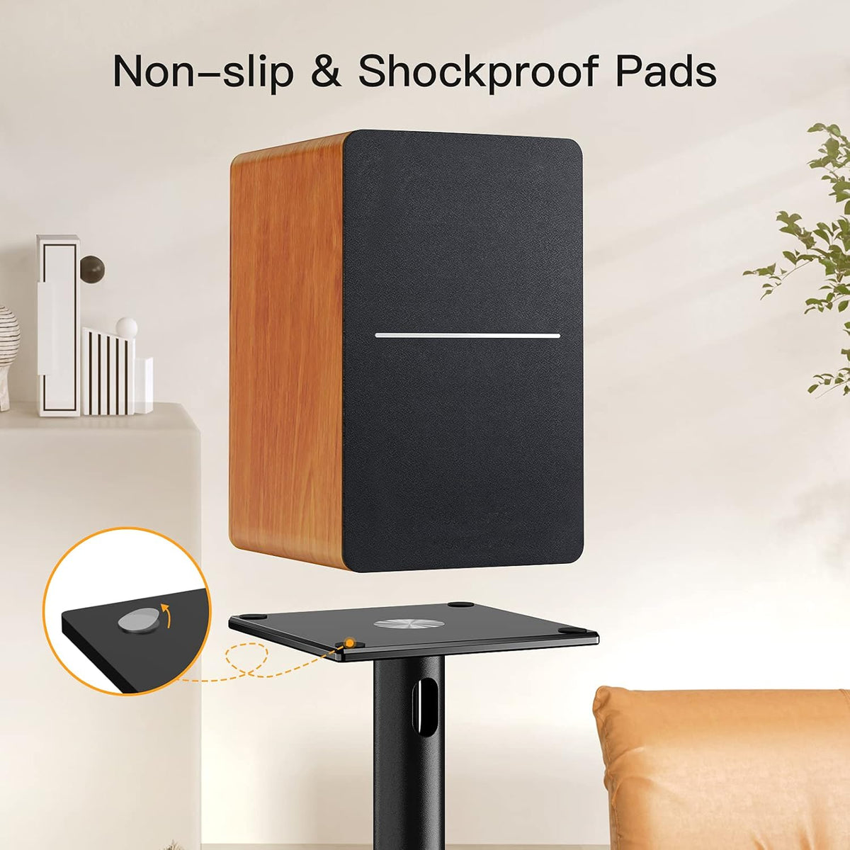 Perlegear Universal Speaker Stands for Surround Sound up to 22lbs - 28 Inch Bookshelf Speaker Stands for Bose, Polk, JBL, KEF, Klipsch & Others, Floor Speaker Stand with Cable Management 1Pair- PGSS6