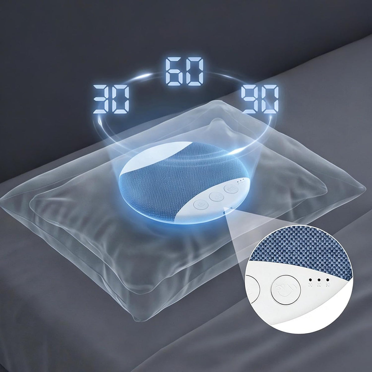 Generic 9.6x1.2cm/3.78x0.47 Inches Sleep Pillow Speaker, Wireless Sound Boxes,Thin Speaker with White Noise | for Home
