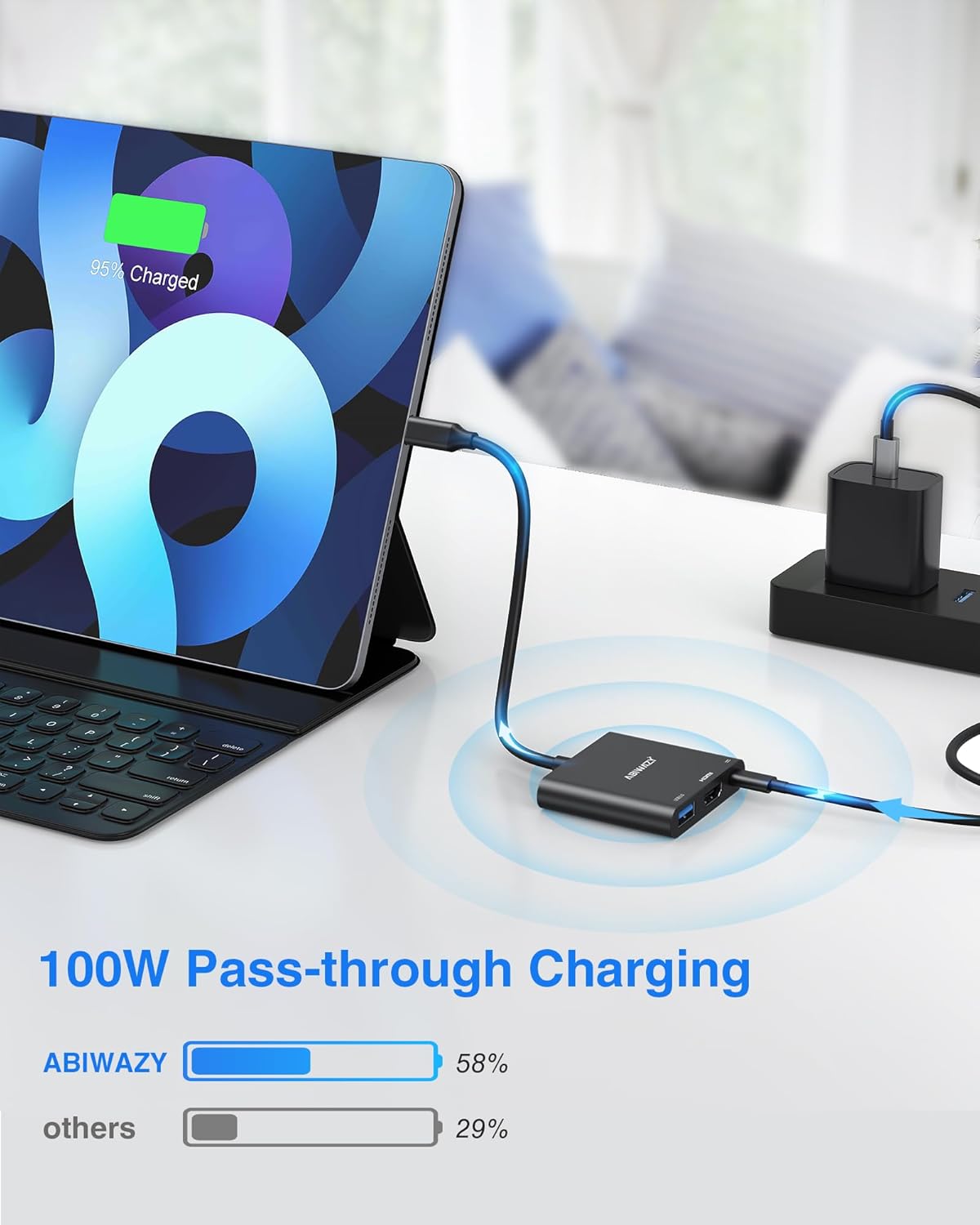USB C to HDMI Adapter, 4K HDMI to USB-C Multiport Hub Adapter with 100W PD & USBA 3.0 Port, Type C Digital AV Converter for iPad Pro, MacBook Pro/Air, iPhone 15/16, Switch, TV, Monitor and More(Black)