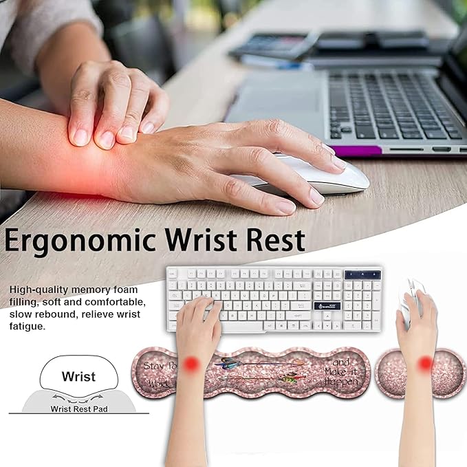 Large Gaming Mouse PadExtended Office Desk MatWaterproof Desk Writing Pad for Home Ergonomic Mouse &ampKeyboard Wrist RestWork Hard Inspirational Quotes Laptop Desk Pad Pink Mousepad Wrist Support