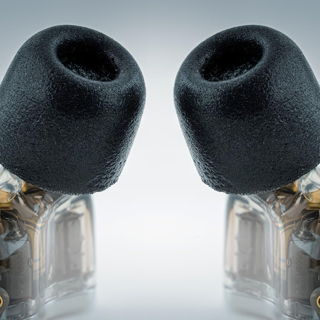 Comply 100 Core Series | Memory Foam Replacement IEM Ear Tips for Etymotic, Westone, Klipsch & More | Superior Noise Isolation, Ultimate Comfort, Secure Fit | TechDefender, Black, Medium (3 Pairs)