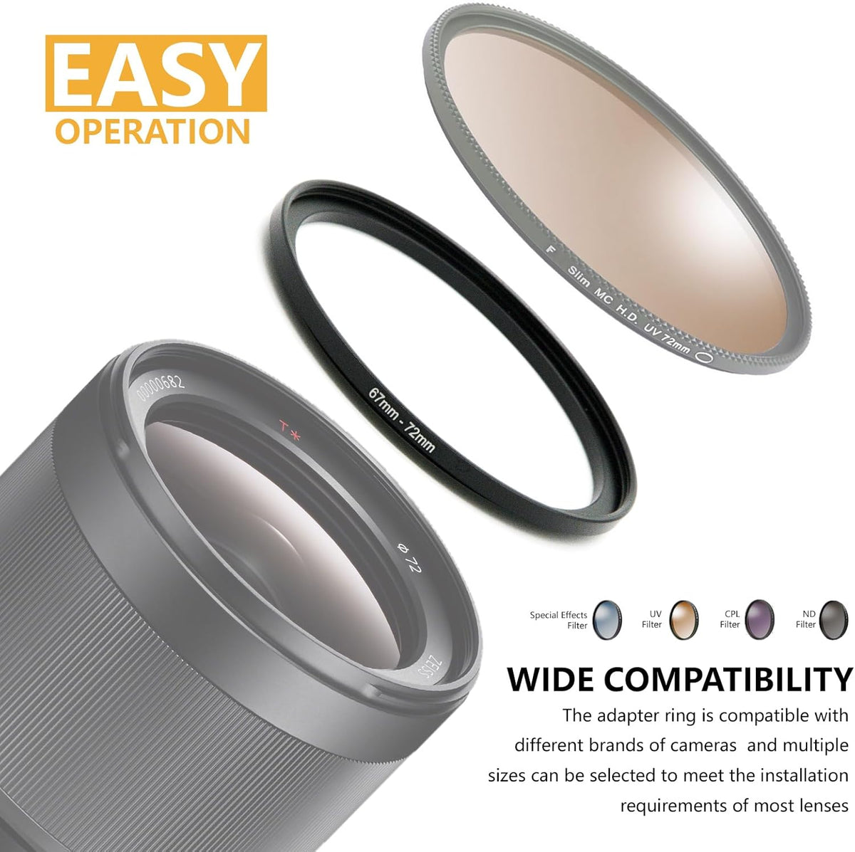 GZNLY 55mm 46mm (55mm-46mm) to Step Up Ring Filter Adapter Black Metal Step up Adapter Rings Compatible with All Brand