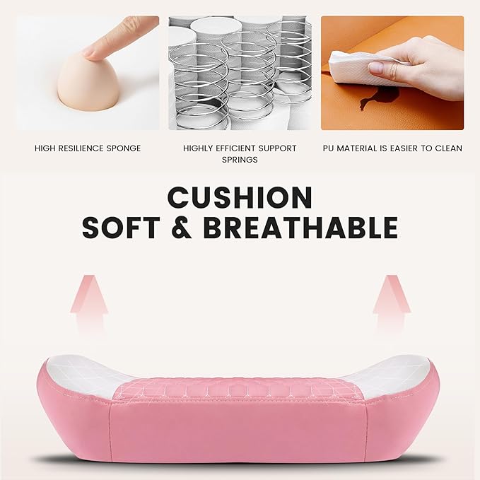 360° Swivel Gaming Chair for Adults with Retractable Footrest Ergonomic Video Game Chair with Headrest and Lumbar Support Height Adjustable Computer Chairs for Office or Gaming Pink