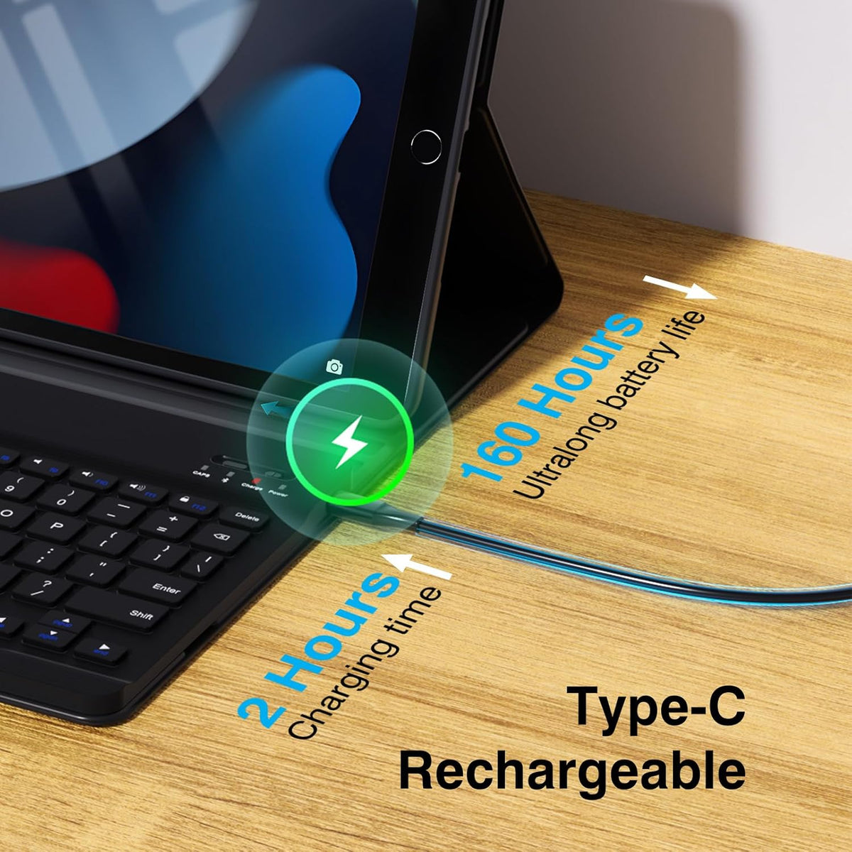 OYEEICE Keyboard Case for iPad 9th Generation - Wireless Detachable Keyboard Folio Cover with Pencil Holder for iPad 9th/8th/7th Gen 10.2 inch, iPad Pro 10.5" & iPad Air 3rd Gen - Black