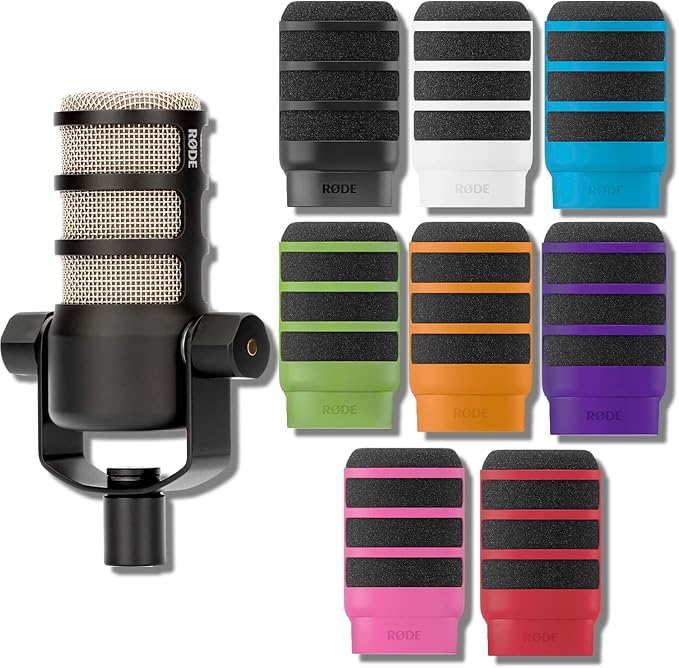 RODE PodMic + WS14 Pop‑Filter Bundle – Professional Podcasting Streaming &amp Voice-Over Dynamic Microphone (Black)