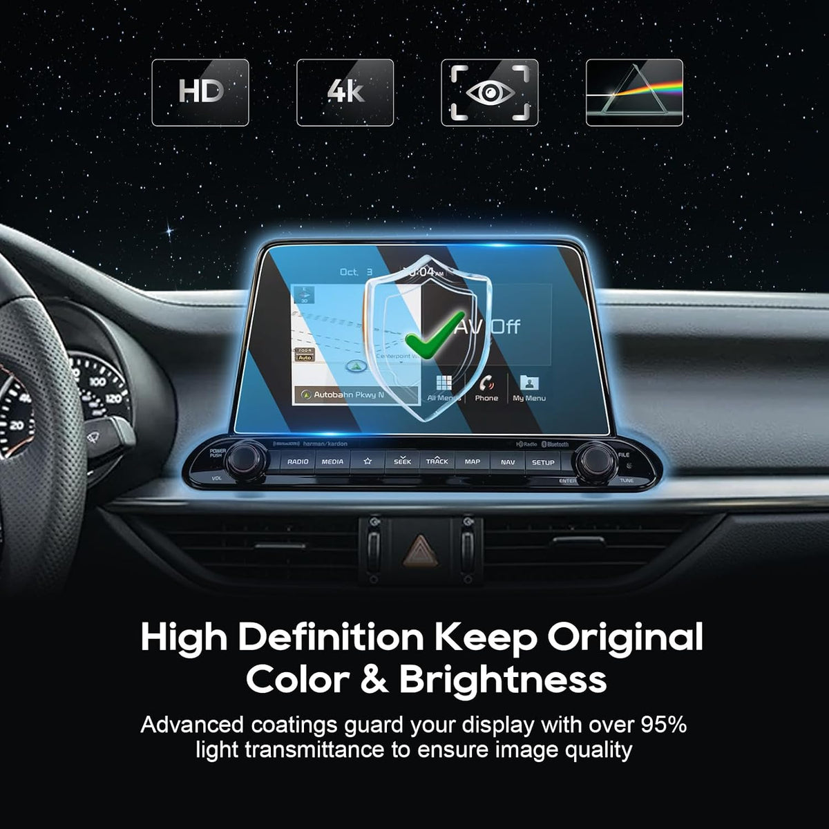 2019 2020 2021 8-Inch 9H LFOTPP Fit for Forte Car Navigation Screen Protector, Tempered Glass Hardness Audio
