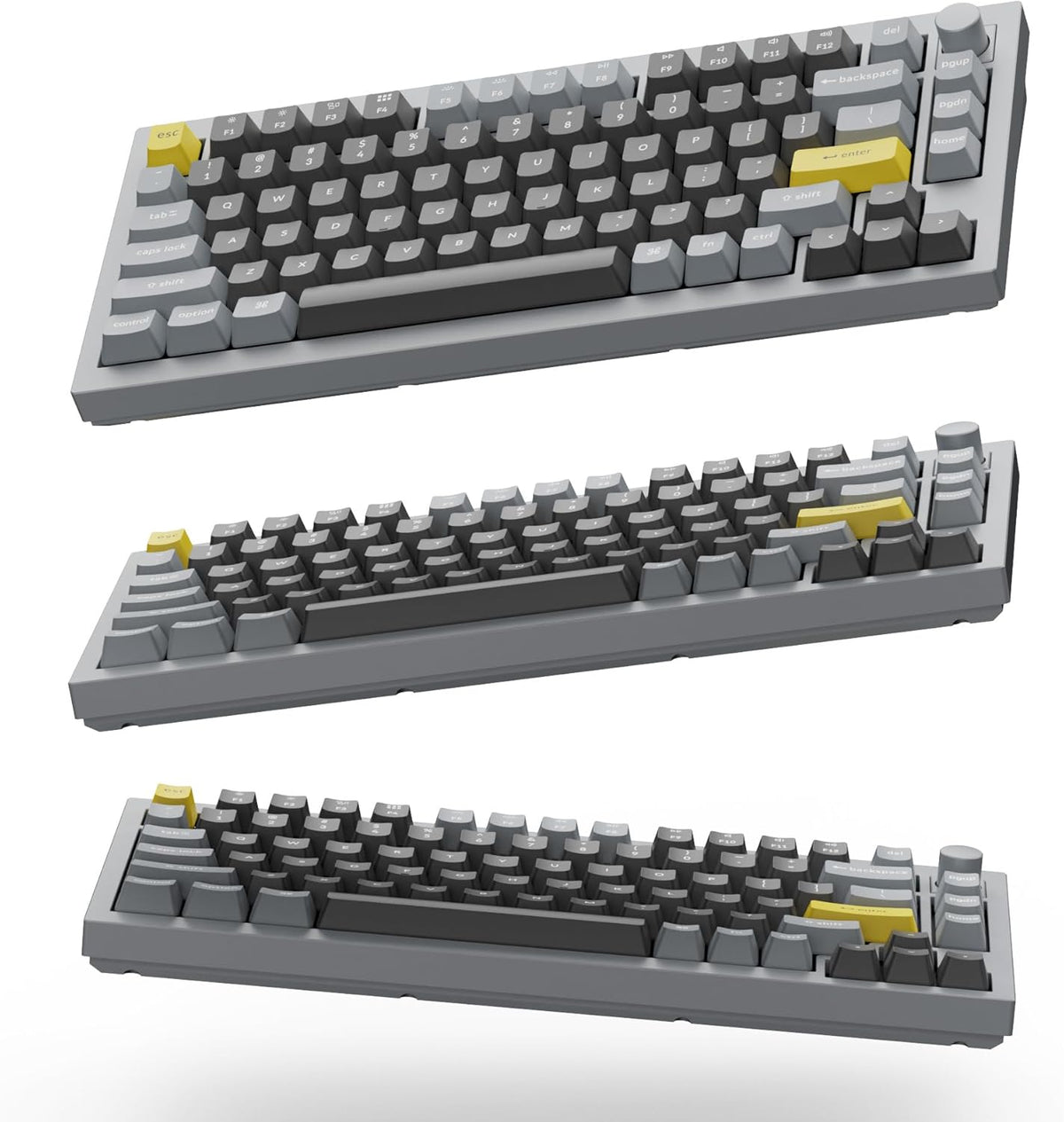 Keychron Q1 RGB Wired Custom Mechanical Keyboard Knob Version, 75% Layout QMK/VIA Programmable with Hot-swappable Gateron G Pro Brown Switch Double Gasket Compatible with Mac Windows Linux (Grey)