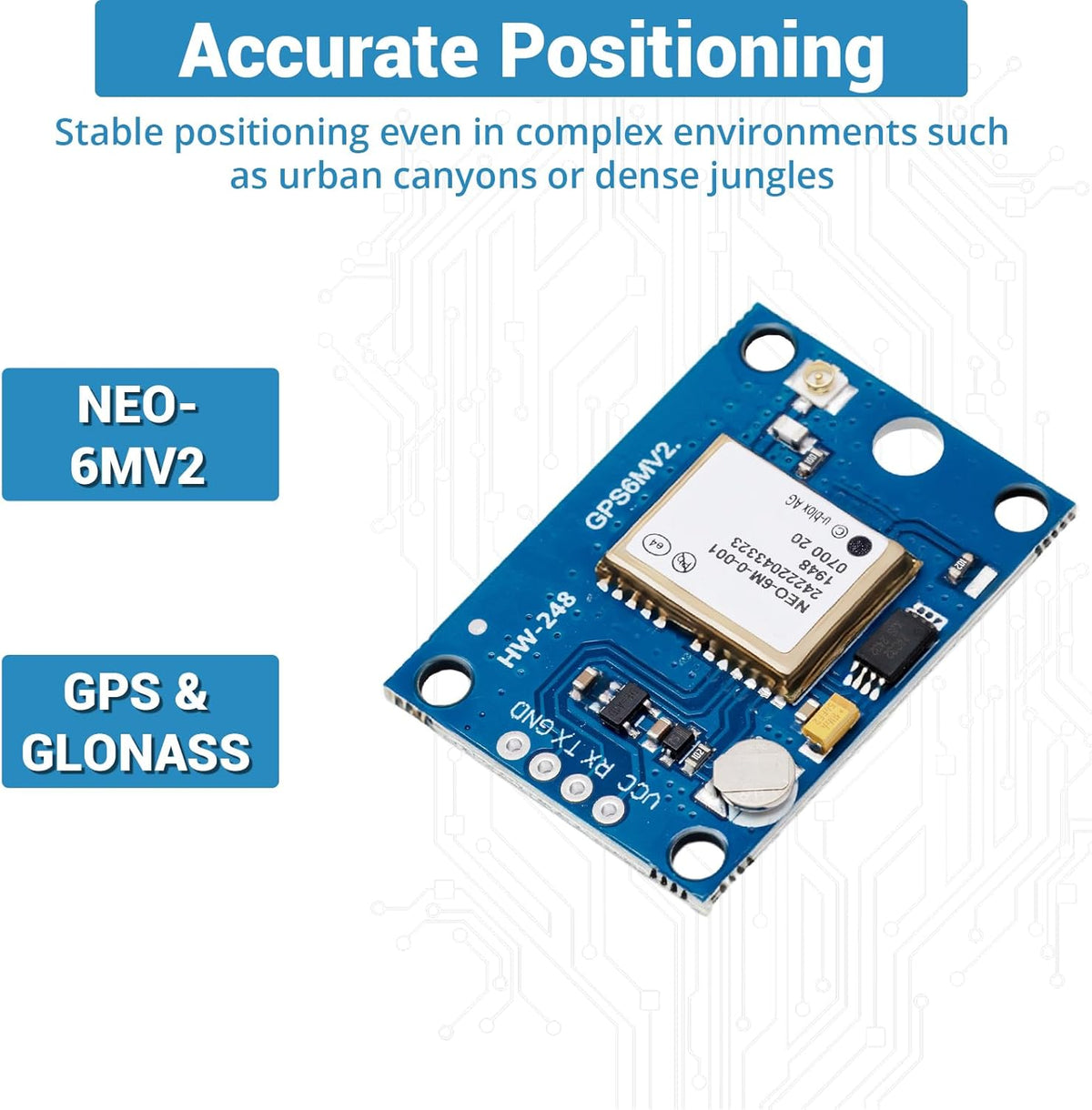 hiBCTR 2-Pack GY-NEO6MV2 NEO-6M 3V-5V 2.5 GPS Flight Controller Module with Super Ceramic Antenna for Arduino EEPROM