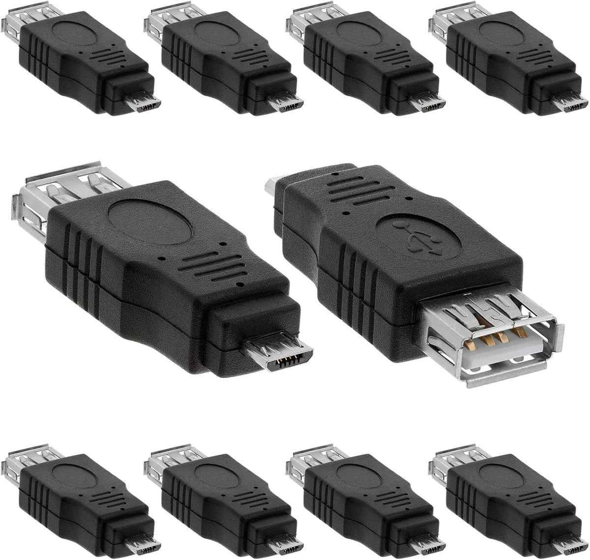 Cmple - [10 Pack Micro USB to USB Adapter Standard USB 2.0 A Female Jack to Micro B Male Plug OTG Connector Converter for Cameras Tablets Phones Dash Cams Transfer Photos to Computer