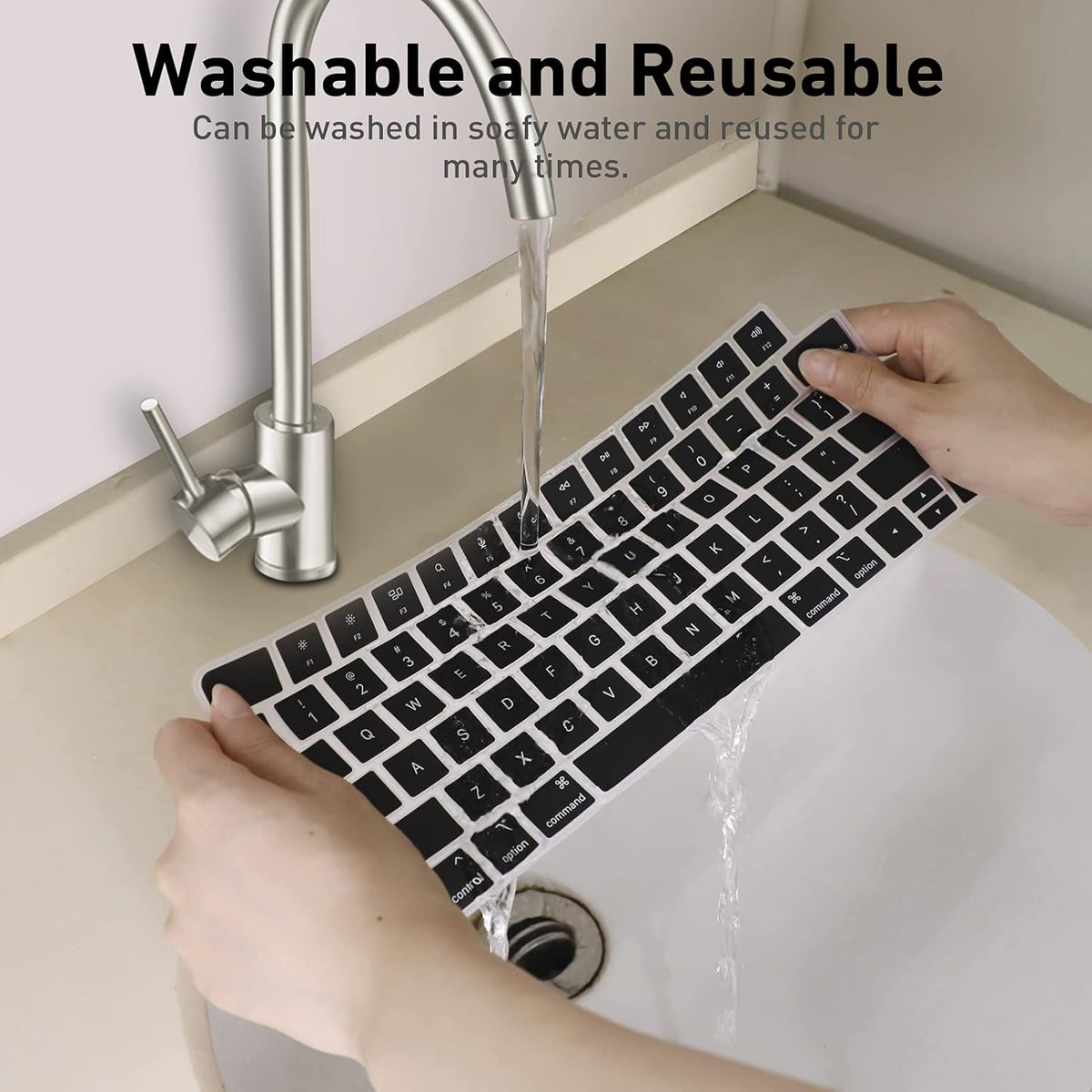 Allinside Silicone Keyboard Cover for iMac Magic Keyboard A2449/A2450, Protective Skin for iMac 24" Wireless Keyboard Released in 2021, US Layout, Black
