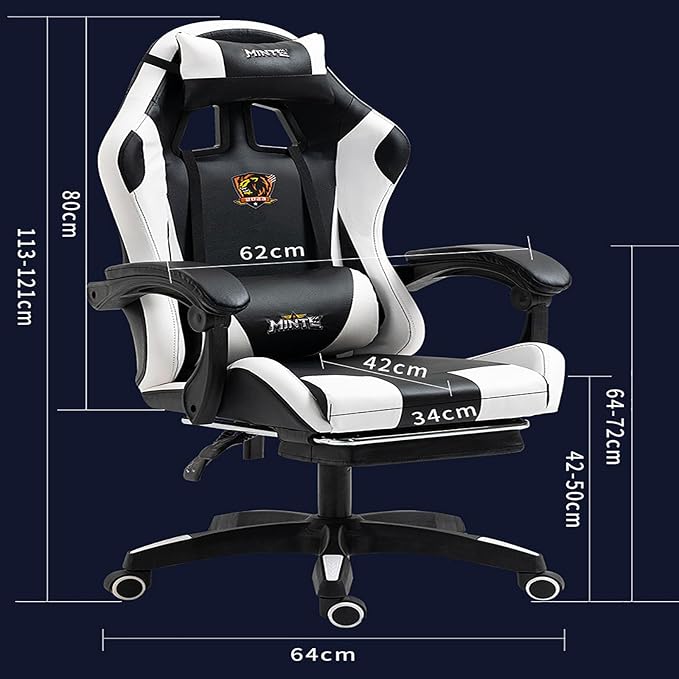 Gaming Chair with Footrest E-Sports Chair Live Broadcast Home Fashionable Reclining Lift Office Computer Dormitory Swivel Chair Ergonomic Racing Game Chair Latex Back Cushion Easy to Install bluered