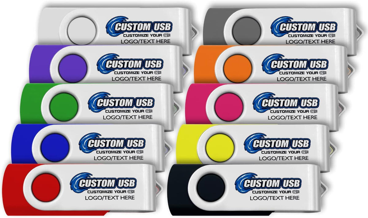ABLAZE Custom Flash Drive 128MB 100 Pack, Personalized USB Drives Custom USB 2.0 Thumb Drives 100 Pack Memory Stick (Mixcolors)