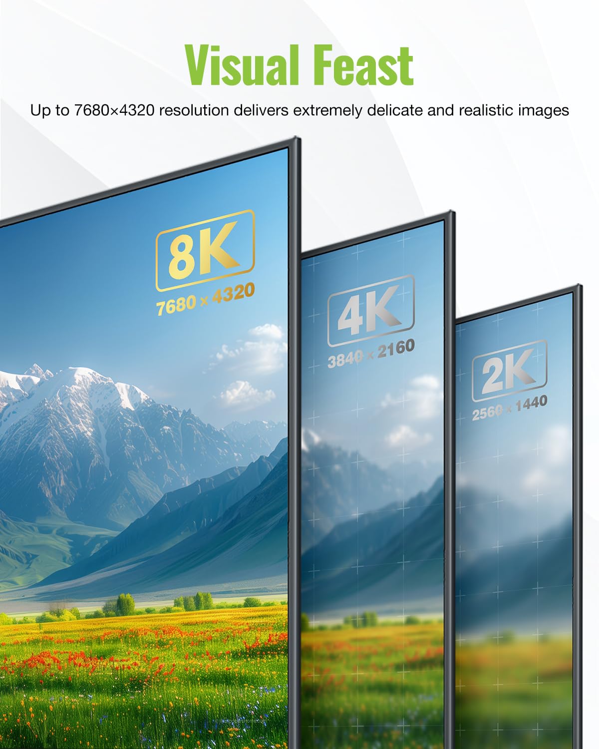 8K 1FT, 2.1 8K@60Hz 4K@120Hz, 48Gbps HDMI Extension Cable HDMI Extender Support High Speed HDMI Male to Female Adapter
