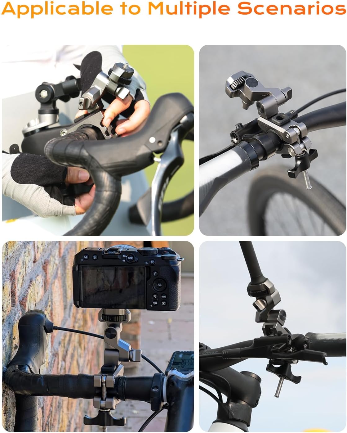 Movmax Super Camera Clamp Mount Compatible with GoPro Max Hero, DJI Osmo 360 Action 5 Pro 4 3, Insta 360 X4 X5, Camera Mount Clamp, Action Camera Accessories for Round Tube E-Bike/Bicycle/Motorcycle.