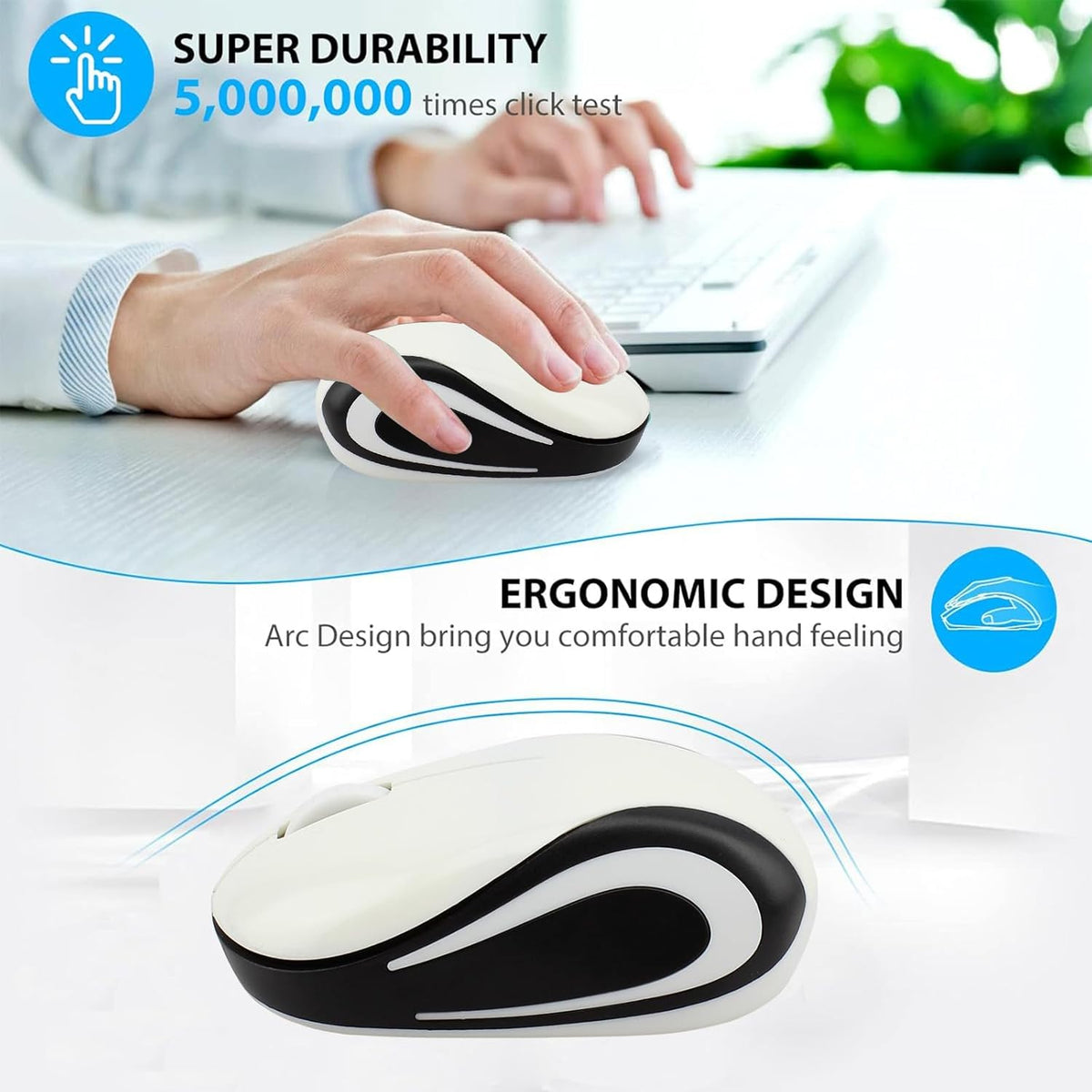 GUGUELEC 3 1000 Wireless Mouse Cute Mini Computer Mouse for Laptop-Small Size Pocket Portable Compact Travel USB