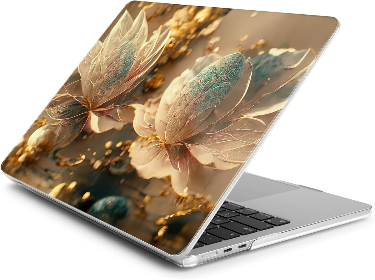 Batianda Premium Case for New MacBook Air 15 inch 2025 M4 2024 2023 with M3 M2 Chip Model A3114 A2941, Designed Protective Plastic Hardshell & Keyboard Cover & Screen Protector, 3D Flower