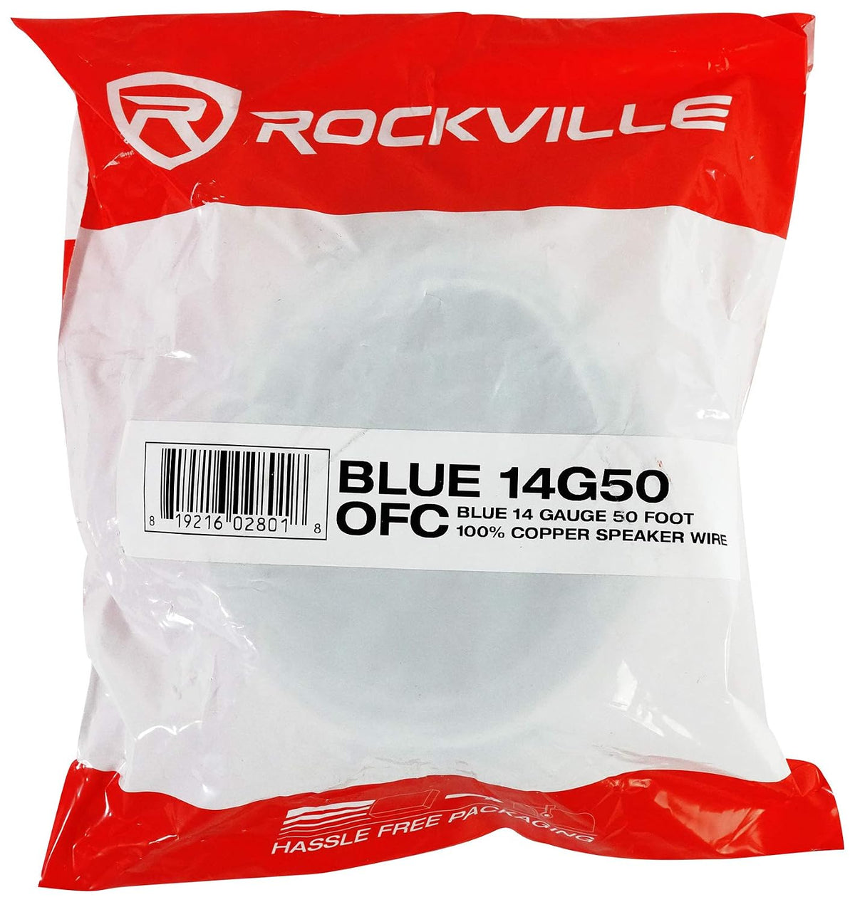 14G50 14 50 100% Rockville Blue OFC Gauge Foot OFC Copper Speaker Wire, Tinned Marine-Grade Jacket, Flexible Stranded