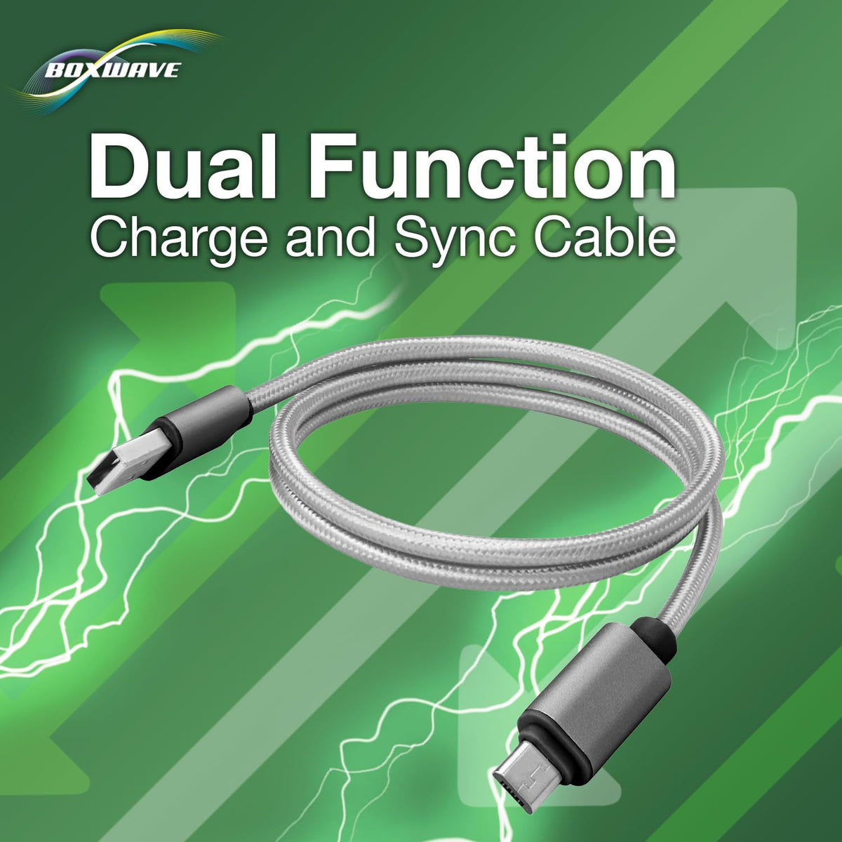 BoxWave MP3 (1.8 Cable Compatible with Dyzeryk Player in) - Micro USB DuraCable, Braided Micro USB Charging Cable