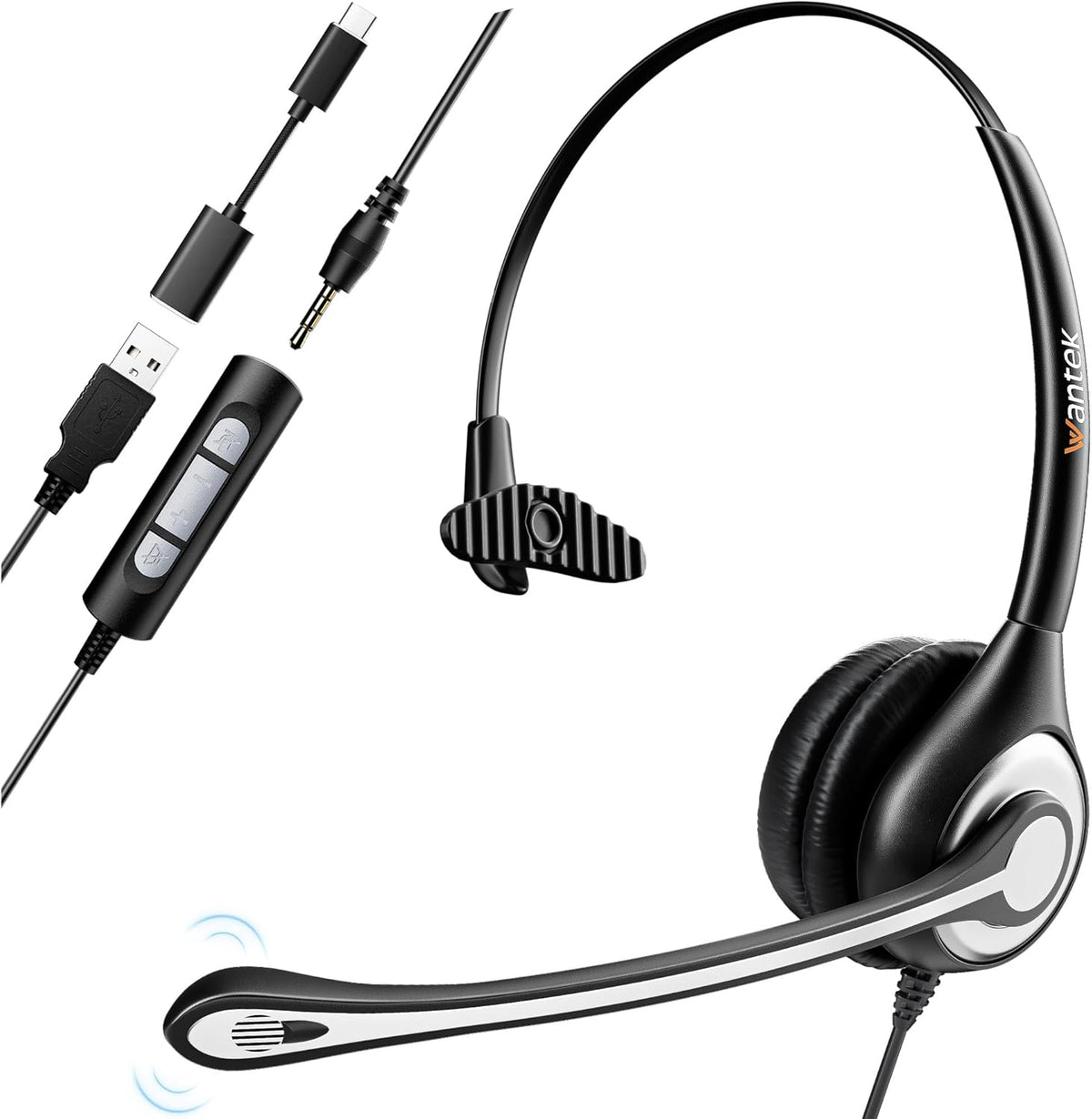 Headset wtih Mic, USB Headset with Microphone for PC, Computer Headset with Noise Canceling Microphone with Mute for Home Office Online Skype Zoom Meetings