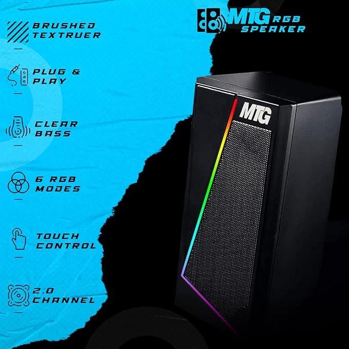 MTG RGB Backlit Mechanical Wired Gaming Keyboard and Mouse Full Anti-ghosting Keys and RGB Stereo Speaker with 6 Colorful LED Modes with RGB Headphone and Webcam for PC Laptop Combo