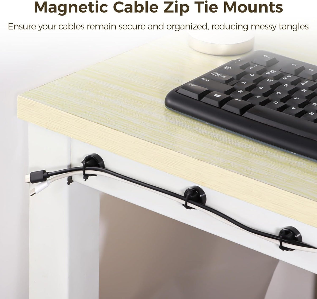 20mm, 15 Pack 50 Magnetic Zip Tie Mounts Cable Tie Mount Bases with Zip Ties, Heavy Duty Cable Clips for Wire