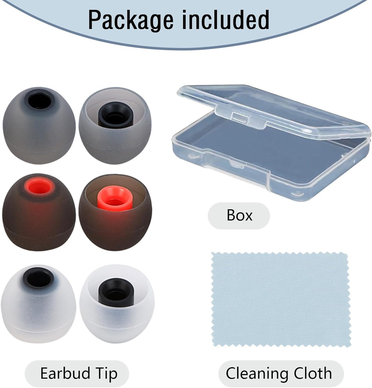 Silicone Earbud Tips - Fit for In-Ear Headphones (Inner Hole 3.8mm-5.1mm) - 9 Pairs S/M/L
