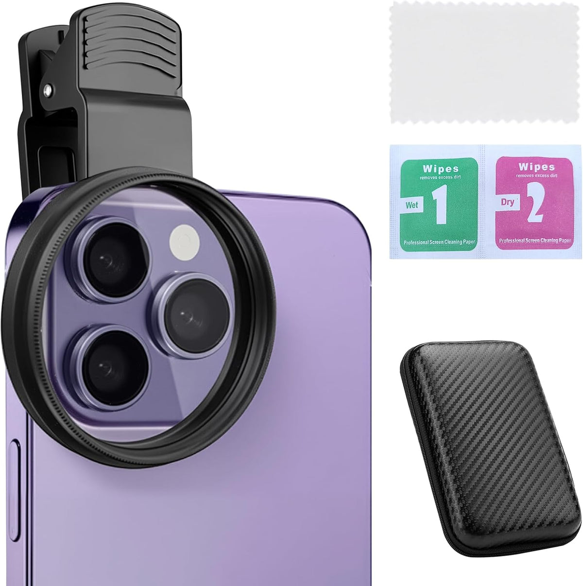 Clip - on Phone Polarizer Lens, Anti - Glare Polarizing Filter for Smartphone Cameras, Universal Clip Design with Cleaning Kit, Enhance Color & Reduce Reflections for Outdoor/Glass Photography