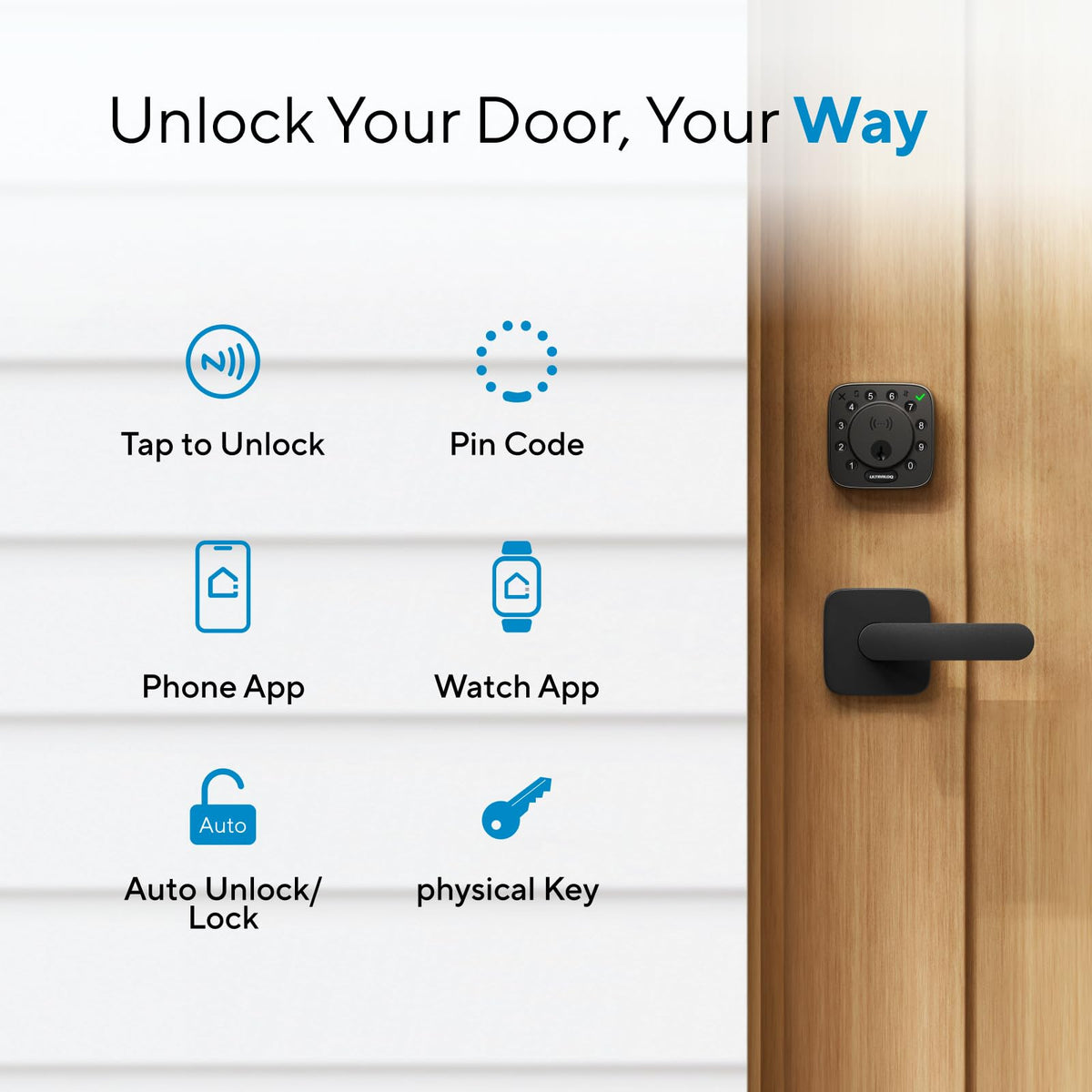 ULTRALOQ Bolt NFC Smart Lock, Tap to Unlock with Apple Home Key and Android NFC, Built-in WiFi Deadbolt, App Remote Control, Auto Lock, Works