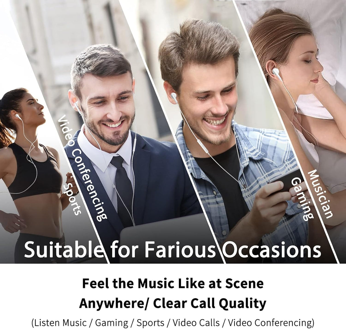 Generic 3.5mm 2 Pack Plug in Wired Earbuds with Microphone, in-Ear Headphones Wired with Noise Blocking, Premium Sound