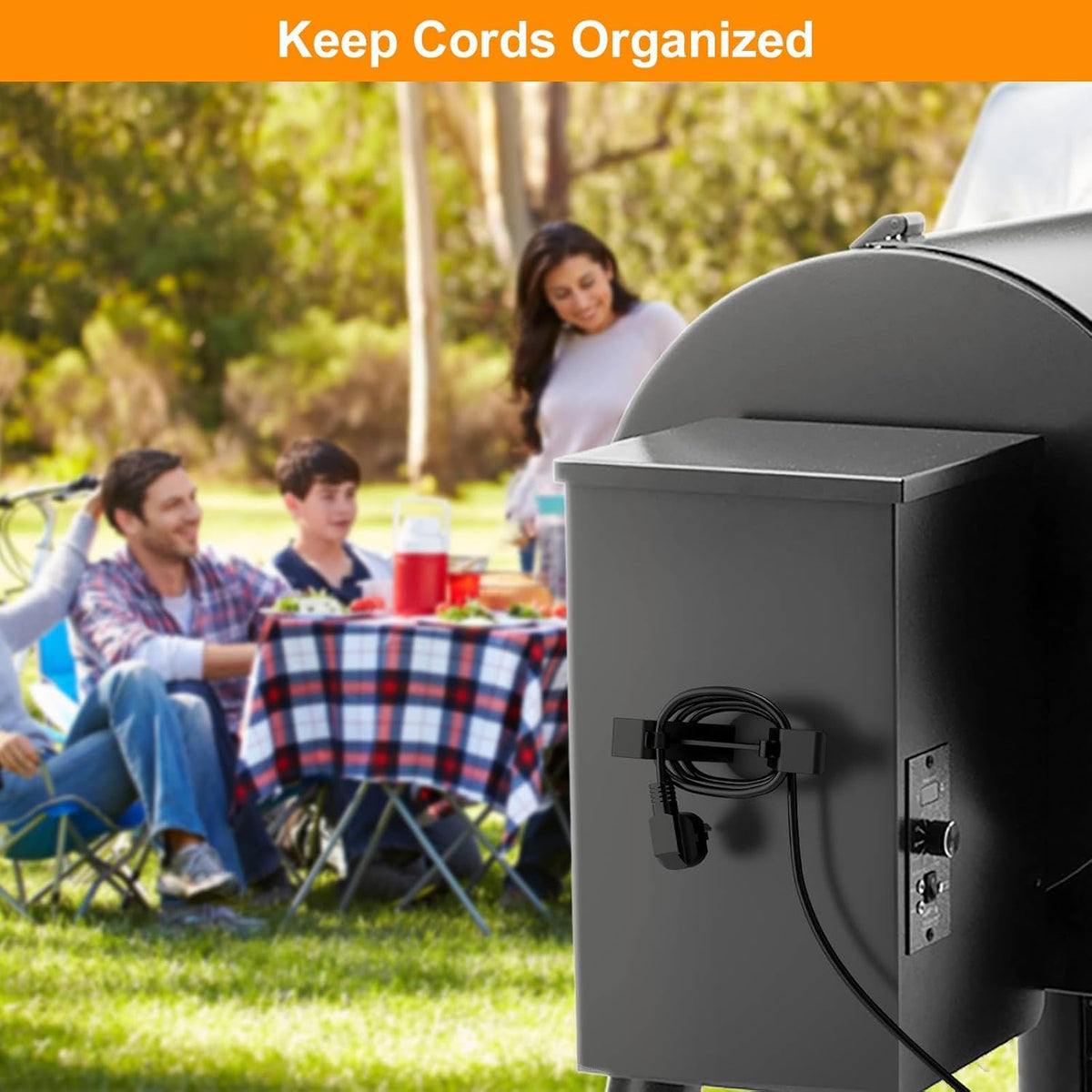 Demao 2 Pack Magnetic Power Cord Organizer - Heavy Duty Plastic Cable Holder/Strong Magnets, Keep Cords Neat