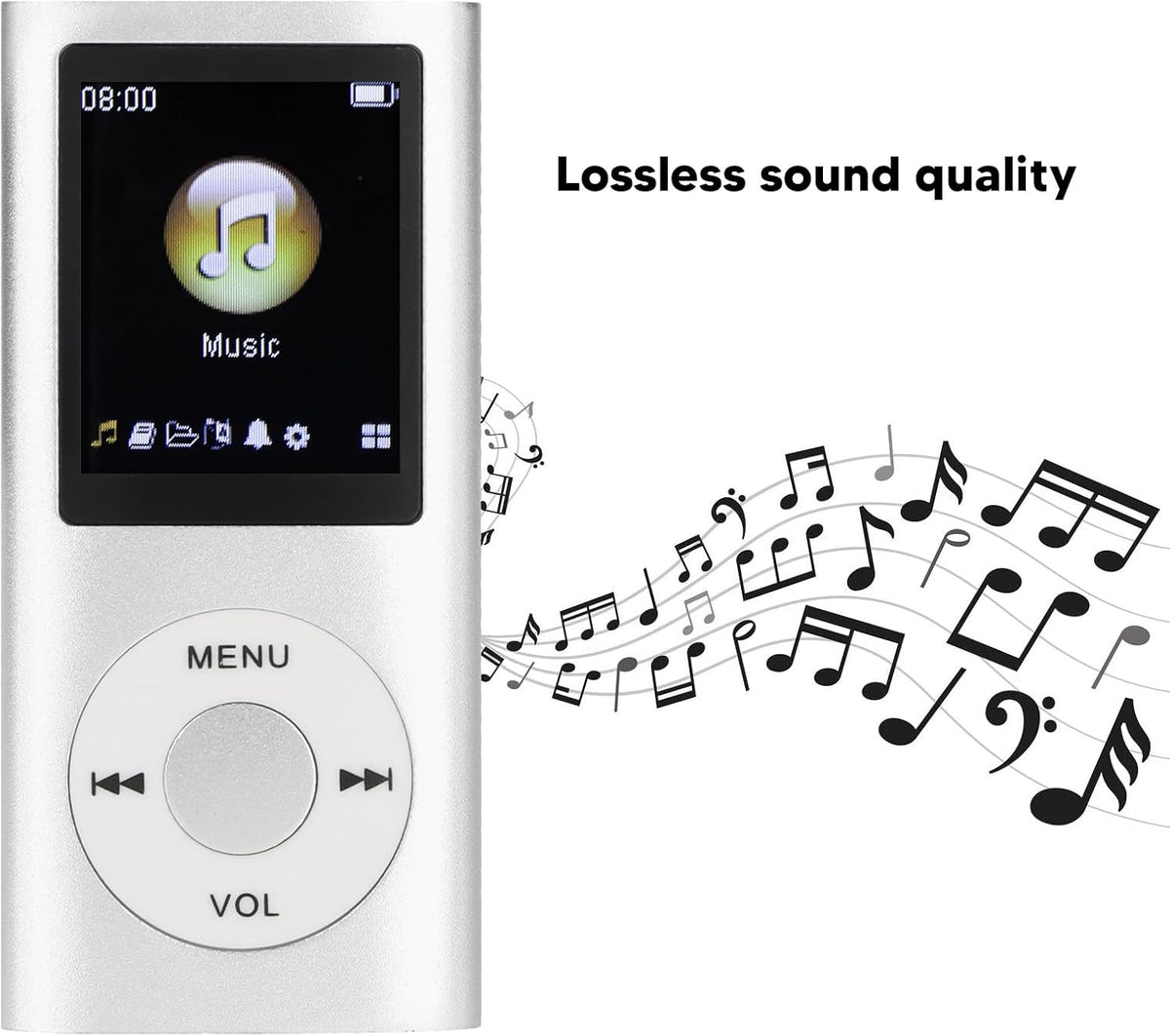 Gegong MP3 1.8 Inch Portable Player Compact Design LCD High Fidelity Sound Music Player Digital Audio Device Metal Body