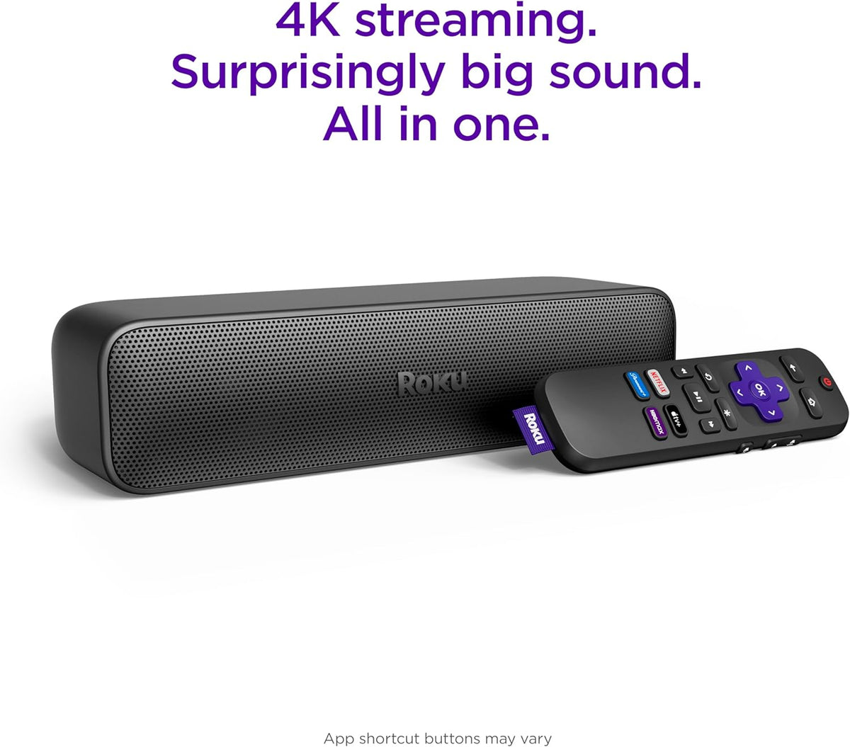 Roku Streambar SE | 2-in-1 TV Soundbar with Built-in 4K/HD/HDR Streaming, Premium Speakers, & Enhanced Speech Clarity for Crisp, Clear Dialogue - Quick Guided Simple Setup