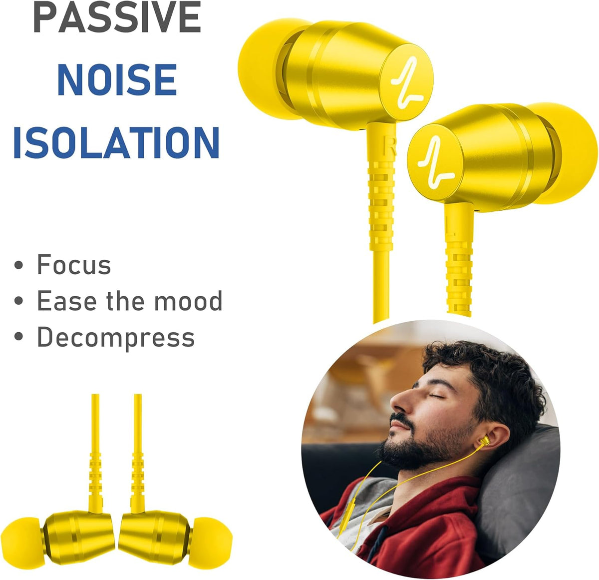 LUDOS OMNITONE USB C Headphones for iPhone 16 15 Pro Max Plus iPad Pro, 5 Years Warranty, USB-C Earbuds for Galaxy S24 S23 S22 S21 S20 A55 A54 A53, USB Type C Earphones - Yellow
