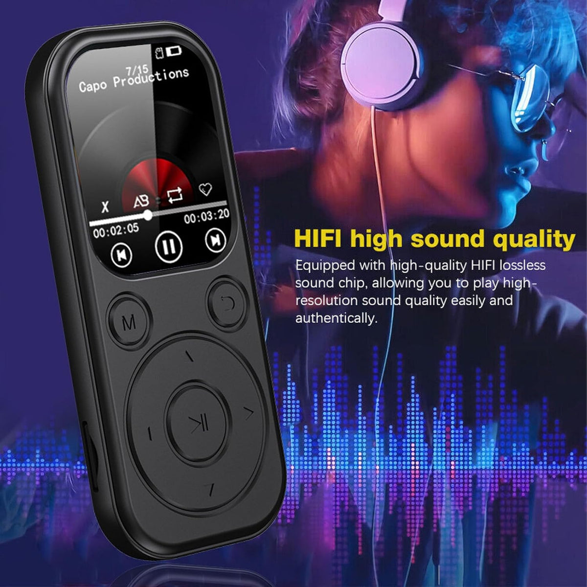 Bewinner 5.4 MP3 2.01 Inch 128GB 500mAh 32G Bluetooth Player with HiFi Sound, IPS Screen, Supports Memory Card