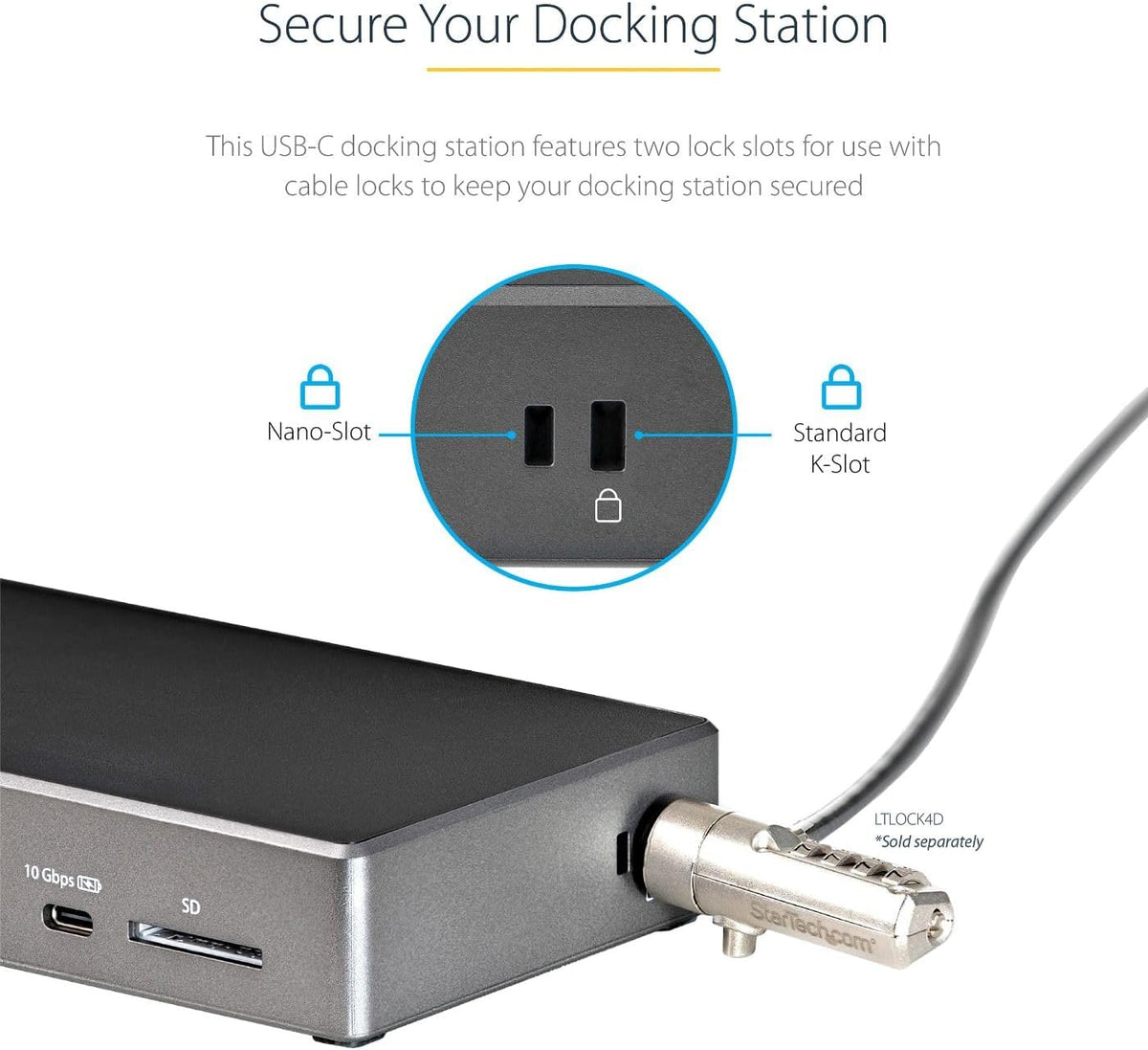 StarTech.com USB C Dock - Triple 4K Monitor USB Type-C Docking Station - 100W Power Delivery - DP 1.4 Alt Mode & DSC, 2X DisplayPort 1.4/HDMI 2.0-6xUSB (2X 10Gbps), SD - Windows/Chrome (DK31C2DHSPD)